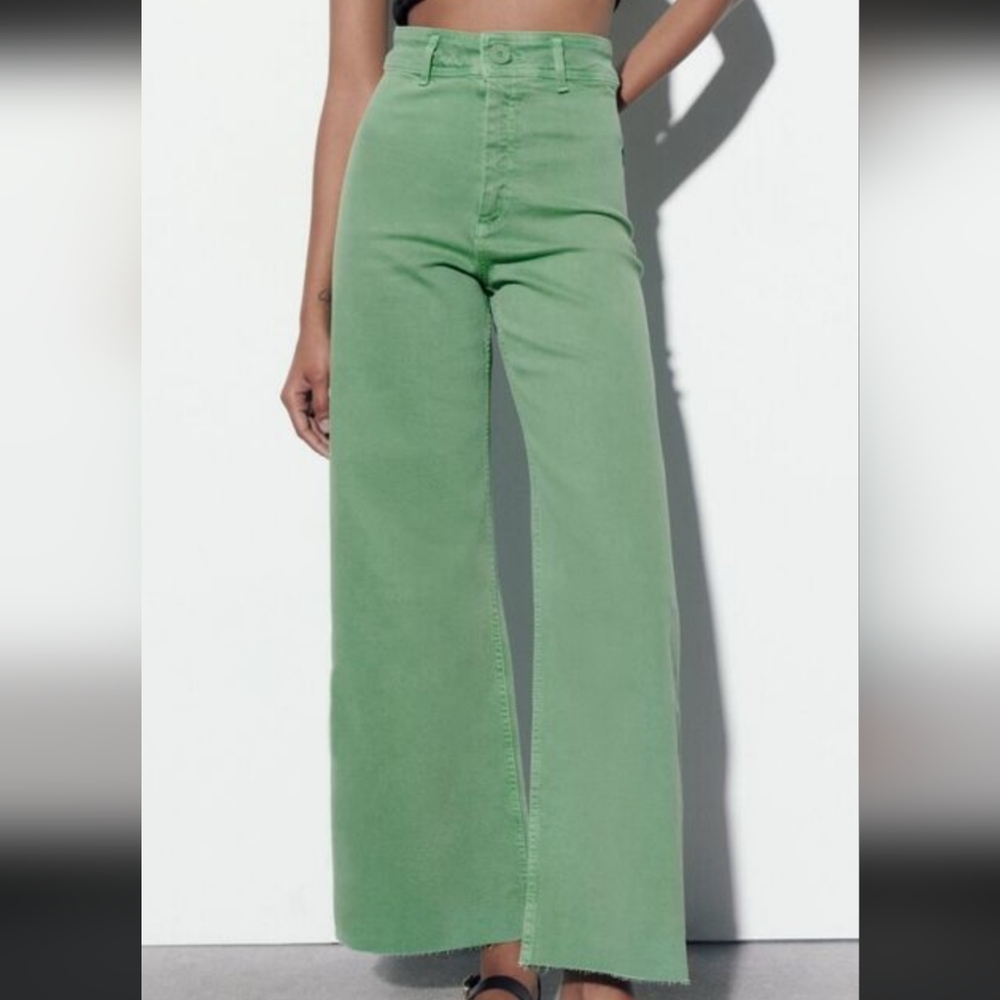 Zara Mint Green Marine Straight Jeans